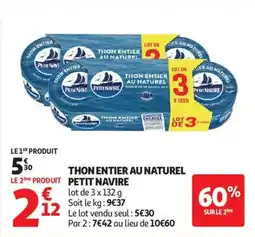 Auchan Thon entier au naturel petit navire offre
