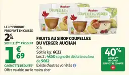 Auchan Fruits au sirop coupelles du verger auchan offre