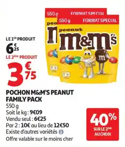 Auchan Pochon m&m's peanut family pack offre