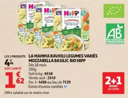 Auchan La mamma ravioli legumes variés mozzarella basilic bio hipp offre