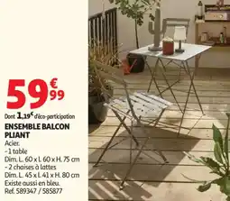 Auchan Ensemble balcon pliant offre