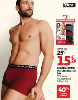 Auchan Boxers homme coton stretch dim offre