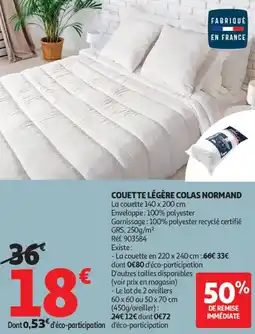 Auchan Couette légère colas normand offre