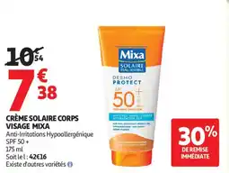 Auchan Crème solaire corps visage mixa offre