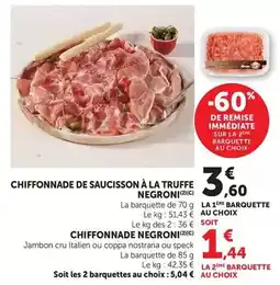 Hyper U Negroni - chiffonnade de saucisson à la truffe offre