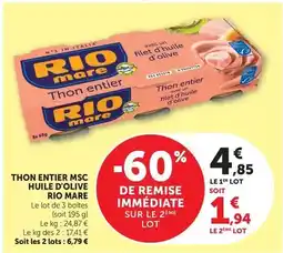 Hyper U Rio mare - thon entier msc huile d'olive offre