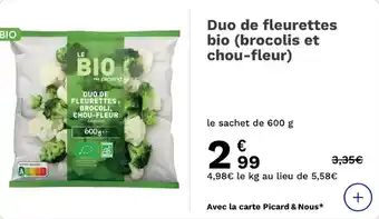 Duo de fleurettes bio brocolis et chou-fleur