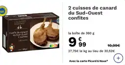 Picard 2 cuisses de canard du sud-ouest confites offre