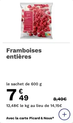 Picard Framboises entières offre