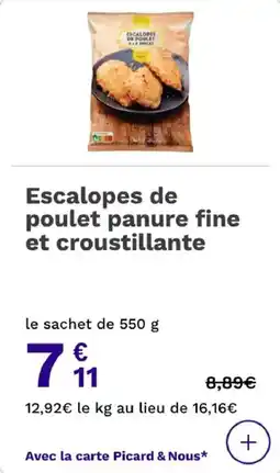 Picard Escalopes de poulet panure fine et croustillante offre