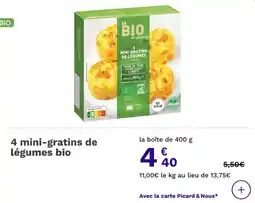 Picard 4 mini-gratins de légumes bio offre