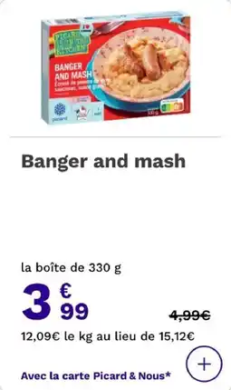 Picard Banger and mash offre