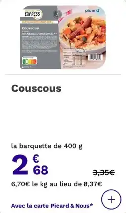 Picard Couscous offre