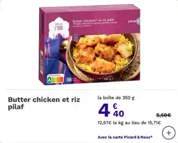 Picard Butter chicken et riz pilaf offre