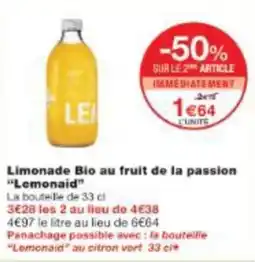 Monoprix Limonade bio au fruit de la passion lemonaid offre