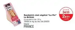 Monoprix Sandwich club végétal la vie le british offre