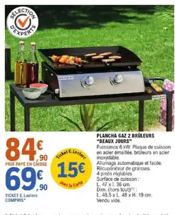 E.Leclerc PLANCHA GAZ 2 BRÛLEURS BEAUX JOURS offre