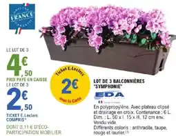 E.Leclerc LOT DE 3 BALCONNIÈRES SYMPHONIE offre