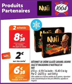 Netto BÂTONNET DE CRÈME GLACÉE CARAMEL BEURRE SALÉ ET MACADAMIA D'AUSTRALIE X4 NUII offre