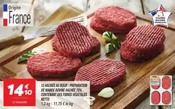 Netto 12 HACHÉS AU BŒUF: PRÉPARATION DE VIANDE BOVINE HACHÉE 75% CONTENANT DES FIBRES VÉGÉTALES NETTO offre