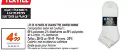 Netto LOT DE 10 PAIRES DE CHAUSSETTES COURTES HOMME offre