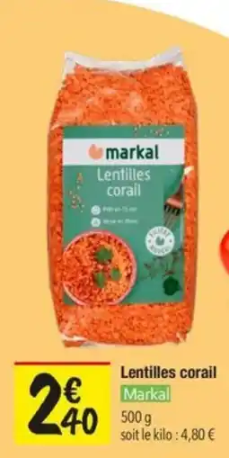 Les Comptoirs de la Bio Markal Lentilles corail offre