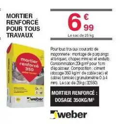 Chretien Matériaux Weber Mortier renforcé pour tous travaux offre