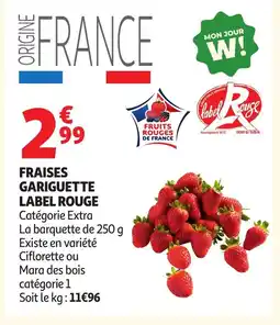 Auchan Fraises gariguette label rouge offre