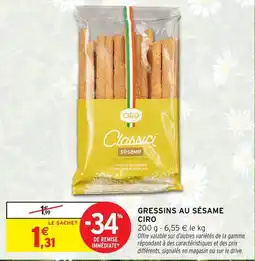 Intermarché Gressins au sésame ciro offre