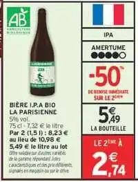 Intermarché BIÈRE I.P.A BIO LA PARISIENNE offre