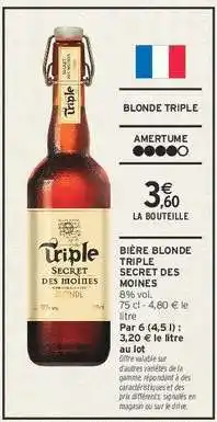 Intermarché Bière Blonde Triple Secret Des Moines offre