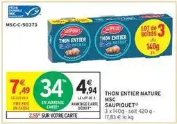 Intermarché Thon Entier Nature Msc Saupiquet offre