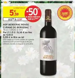 Intermarché AOP BERGERAC ROUGE CYRANO DE BERGERAC offre