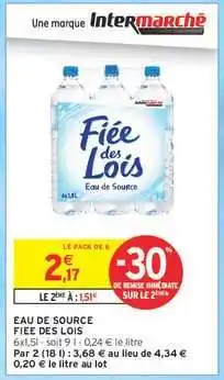 Intermarché EAU DE SOURCE FIEE DES LOIS offre