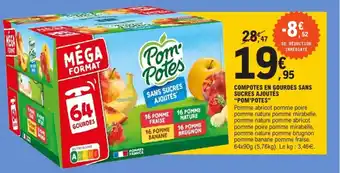 Compotes en gourdes sans sucres ajoutés pom'potes