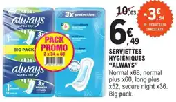 E.Leclerc Serviettes hygiéniques always offre