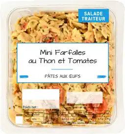 Auchan Sans marque salade mini farfalles au thon et tomates offre