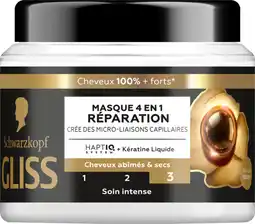 Auchan Gliss masque 4en1 réparation pour cheveux secs et abîmés gliss schwarzkopf offre