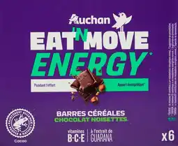 Auchan Auchan eatn move eat'n move energy barres céréales chocolat noisettes auchan offre
