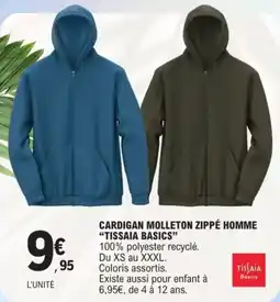 E.Leclerc Cardigan molleton zippé homme tissaia basics offre