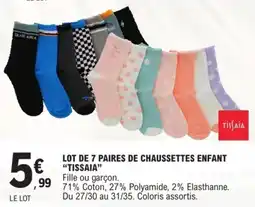 E.Leclerc Lot de 7 paires de chaussettes enfant tissaia offre