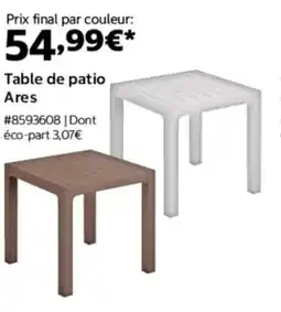Costco Table de patio ares offre