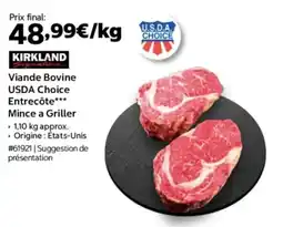 Costco Kirkland viande bovine usda choice entrecôte mince a griller offre