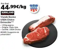 Costco Kirkland viande bovine usda choice entrecôte offre