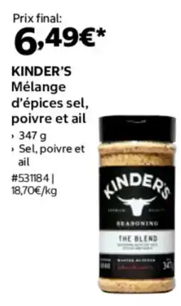 Costco Kinder's mélange d'épices sel poivre et ail offre