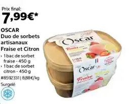 Costco Oscar duo de sorbets artisanaux fraise et citron offre