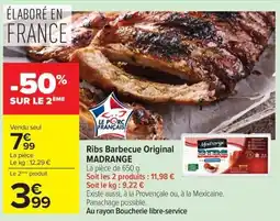 Carrefour Market Ribs barbecue original madrange offre