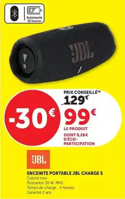 Hyper U Jbl - enceinte portable charge 5 offre