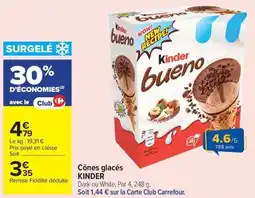 Carrefour Market Cônes glacés kinder offre