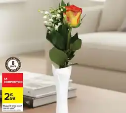 Carrefour Market Muguet 3 brins avec 1 rose en vase offre